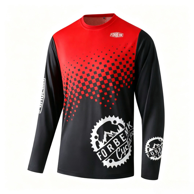 FORBEMK Men's Long Sleeve MTB Jersey, Breathable Quick Dry Off-Road Cycling Shirt3